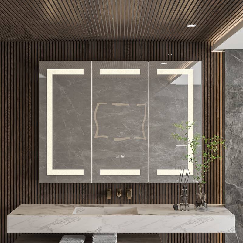 Wall LED Bathroom Cabinet with Lighting and Defogger Medicine Cabinet - 47.2x35.3Inch
