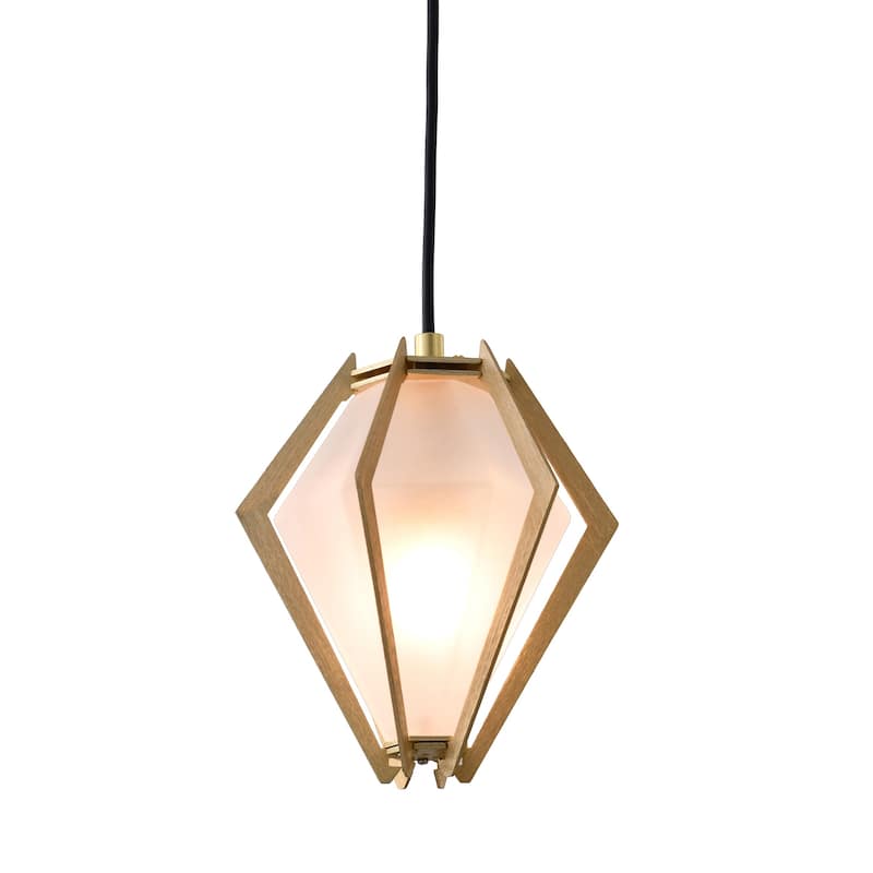 1-Light Gold Aluminum Single Pendant With Frosted Glass