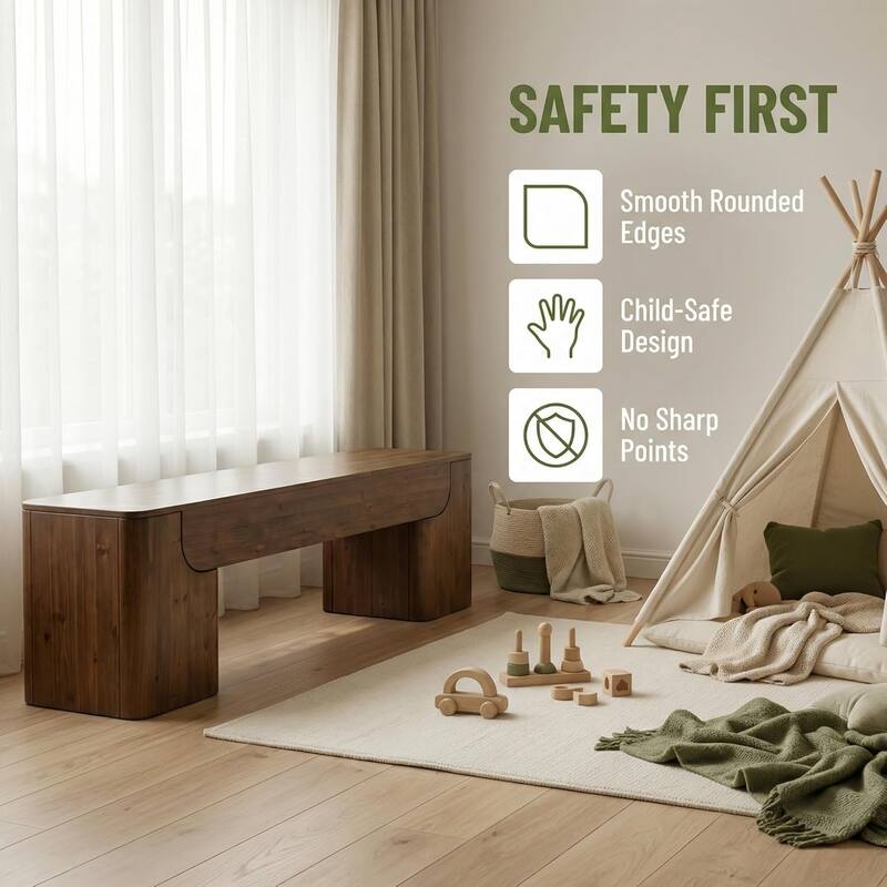 Solid Wood Bench, Entryway Bench, Dining Bench, Farmhouse Bench Seats for Entryway, Hallway, End of Bed