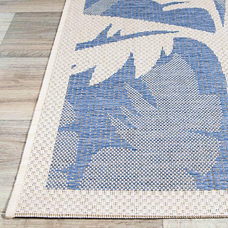 Dream Decor Rugs Samantha Tropics Beige Sapphire Outdoor Area Rug