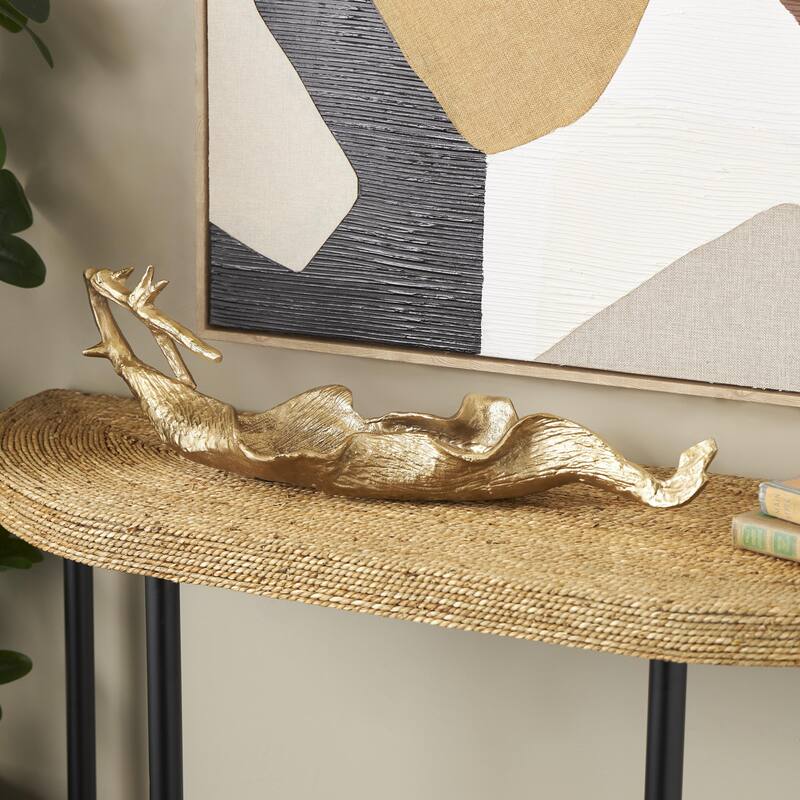 Aluminum Metal Leaf Textured Folded Leaf Decorative Bowl - Gold - Roche River Decor