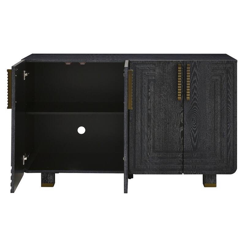 Buffet Cabinet with Storage, 4-Door Sideboard Cabinet wAdjustable Shelves & Gold Handles, for Dining Room, Kitchen, Living Room