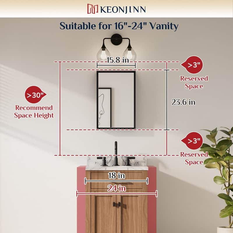 Keonjinn Aluminum Framed Wall Mount Bathroom Vanity Mirror