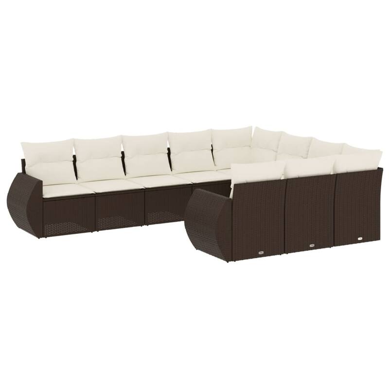 vidaXL Patio Sofa Set with Cushions Outdoor Conversation Furniture Poly Rattan