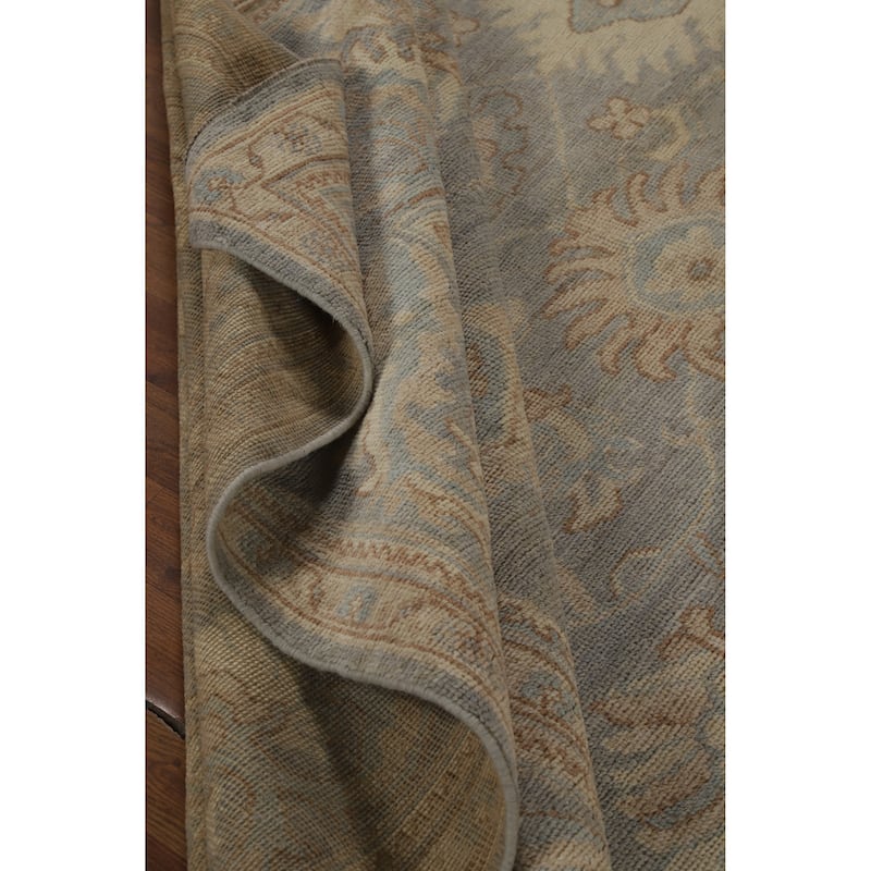 Hand Knotted Oriental 100% Wool Carpet Transitional All-Over Greys & Charcoal Oushak Area Rug - 12' 2'' X 9' 0''