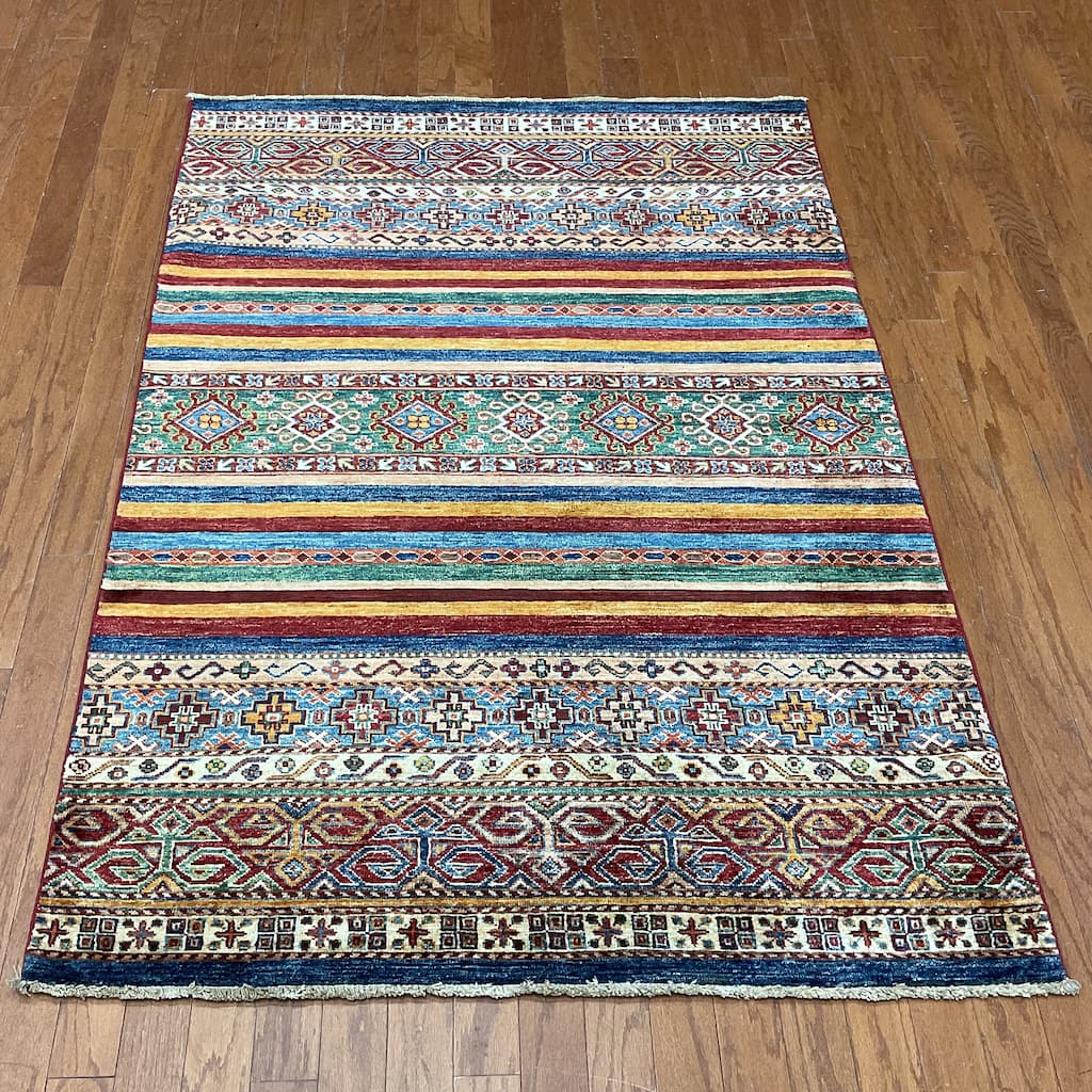 HERAT ORIENTAL Hand-knotted Super Kazak Khorjeen Design Wool Rug - 4'1' x 5'9"