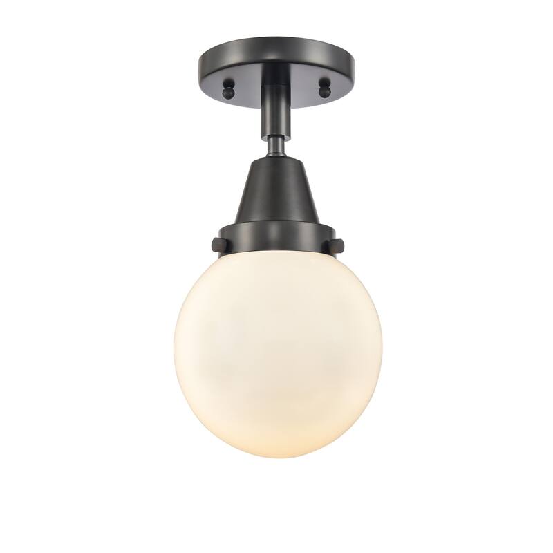 Innovations Lighting 447-1C-11-6 Beacon Flush Mount Beacon 6" Wide - Matte Black / Matte White