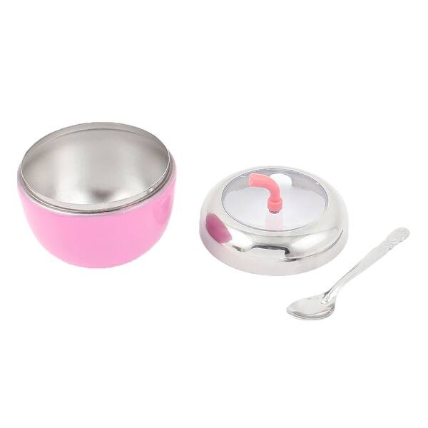 Home Kitchen Stainless Steel Apple Shaped Cruet Bottle Holder w Spoon