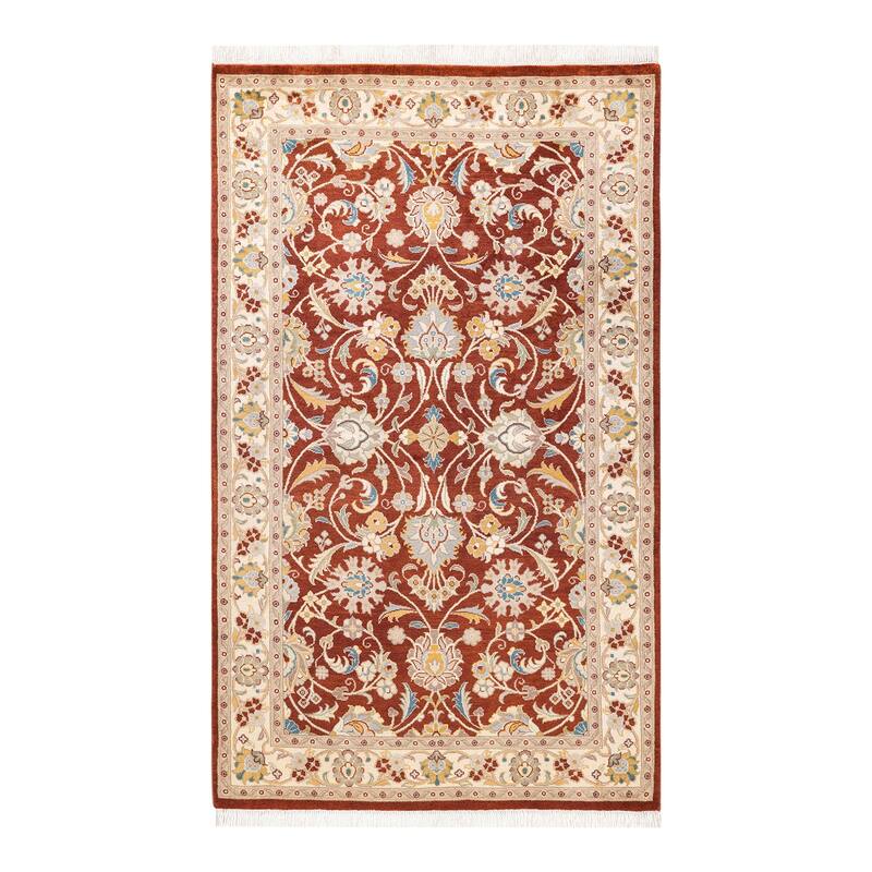 Overton Hand Knotted Wool Vintage Inspired Traditional Mogul Orange Area Rug - 3 x 5