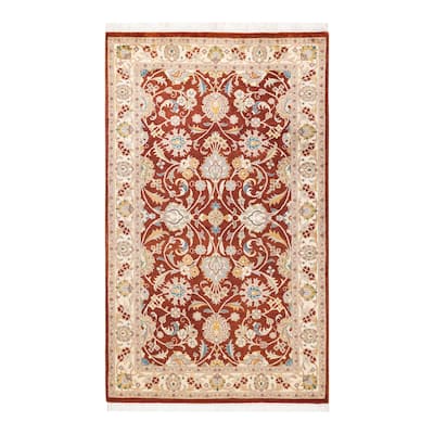 Overton Hand Knotted Wool Vintage Inspired Traditional Mogul Orange Area Rug - 3 x 5