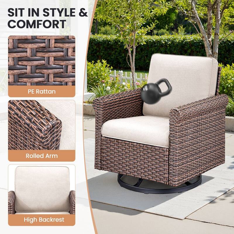 Pocassy Outdoor Sofa Swivel Chairs Patio Chair Funiture Set
