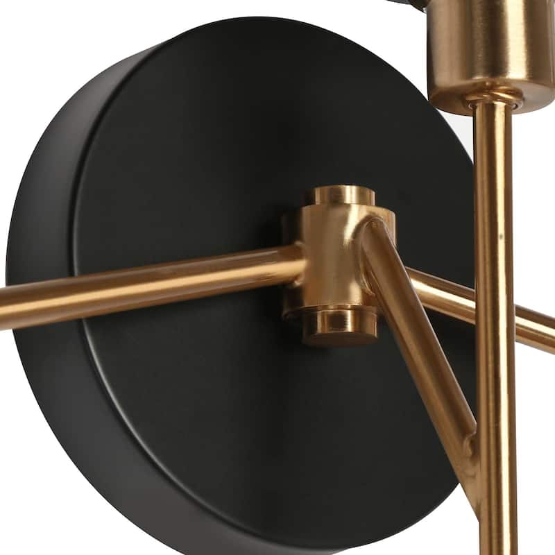 Denan Modern Glam Black Gold 3-Lights Bathroom Vanity Lights Bedroom Wall Sconces with Textured Glass