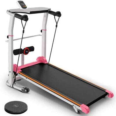 Mini Two-wheels Foldable Mechanical Walking Treadmill For Young Women In Pink