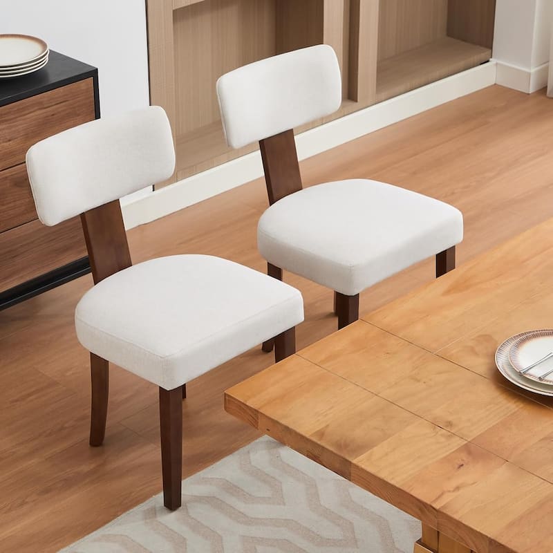 Modern Fabric Dining Chairs, Upholstered Kitchen Chairs with Hardwood Frame, Wood Legs, Nailhead Trim
