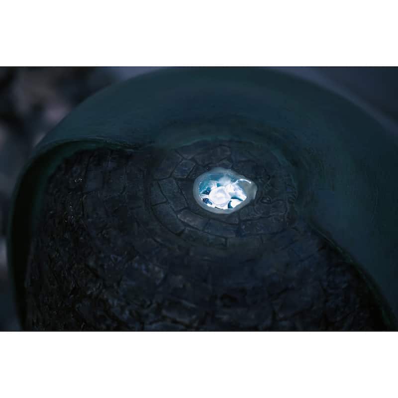XBrand Modern Round Broken Egg Shell Water Fountain w/LED Light, Indoor Outdoor Décor, 25 Inch Tall, Turquoise