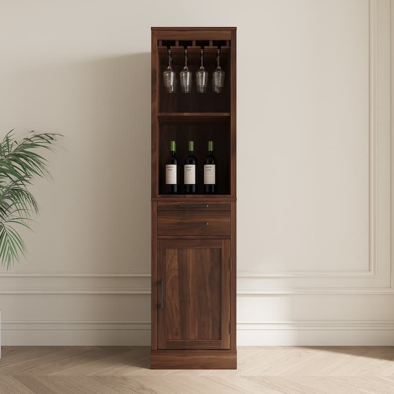 Modular Wine Bar Cabinet With Storage Shelves With Hutch For Dining Room