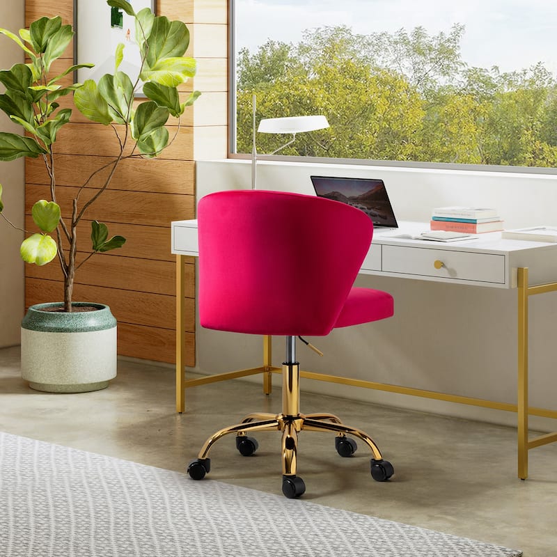 Ilia Modern Velvet Wingback 360 degree Ergonomic Office Task Chair with Channel Tufted Back by HULALA HOME