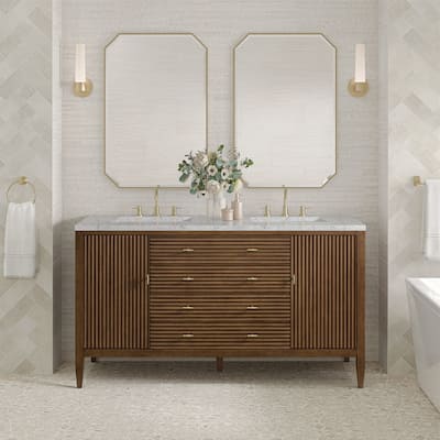 James Martin Vanities Myrrin 60" Double Vanity, Mid Century Walnut
