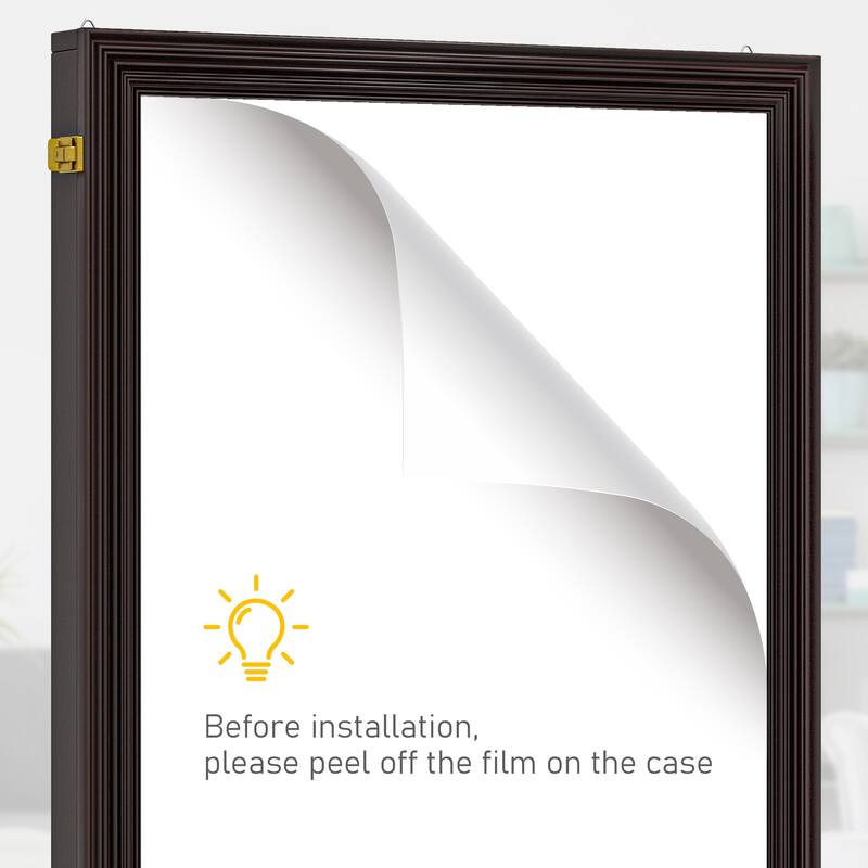 HOMCOM 24" x 32" Jersey Frame Display Case, UV-Resistant Jersey Shadow Box with 2 Keys, Hanger, Cherry Brown