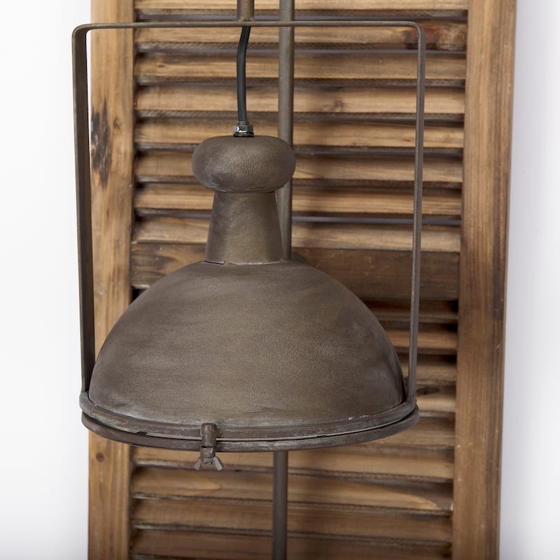 Tiposo Medium Brown Wood Slatted Base w/ Copper Lamp Wall Sconce - 15.0L x 15.0W x 53.0H