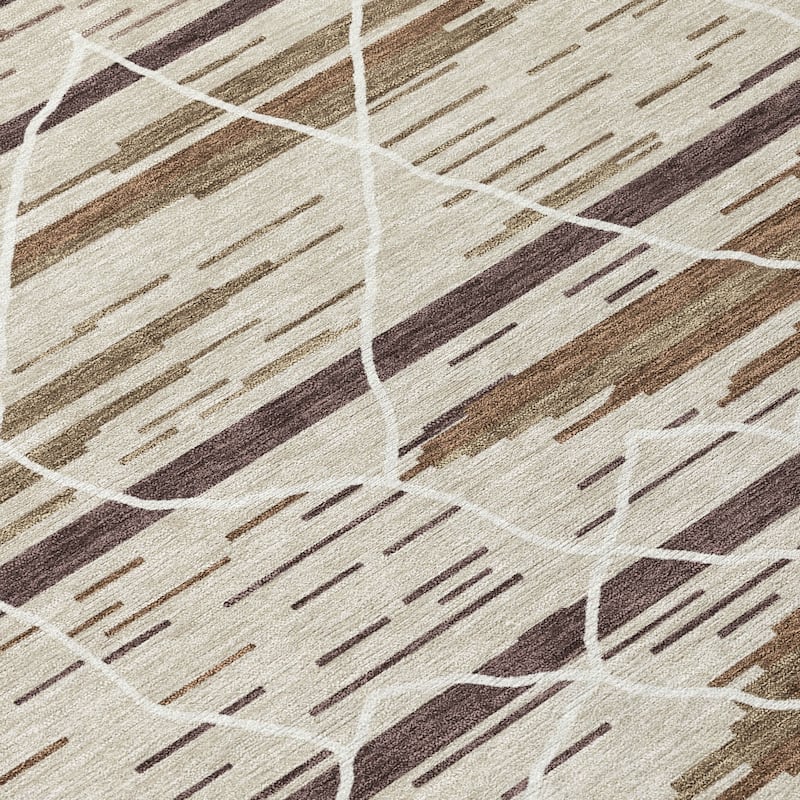 Machine Washable Indoor/ Outdoor Modern Global Chantille Rug