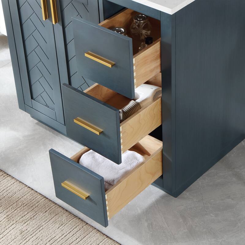 Altair Gazsi Bathroom Vanity with Composite Stone Countertop with Mirror