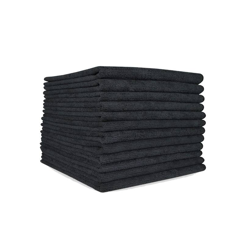 Arkwright Microfiber 12-Piece Cleaning Cloths - 16x16 - Black