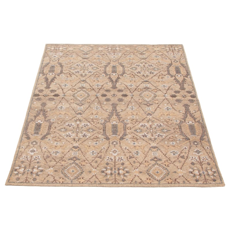 ECARPETGALLERY Hand-knotted Jules Serapi Khaki, Tan Silk, Wool Rug - 5'2 x 7'7