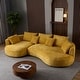 preview thumbnail 56 of 59, Contempory Curved L-Shaped Sectional Sofa with Chaise – Extra Wide White Upholstered Luxury Lounge Yellow - Left Facing