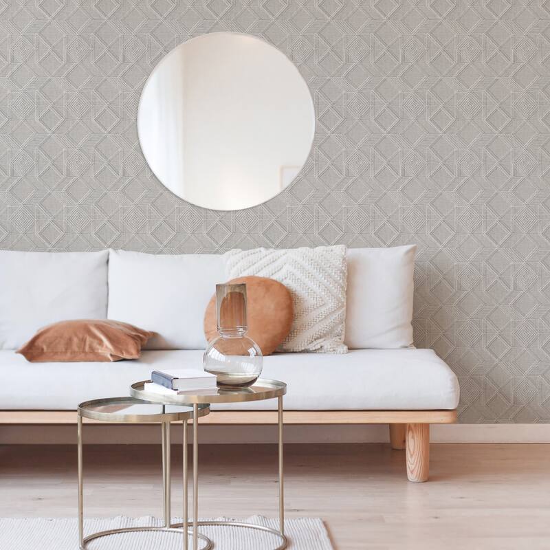 A-Street Prints Moki Grey Lattice Geometric Wallpaper