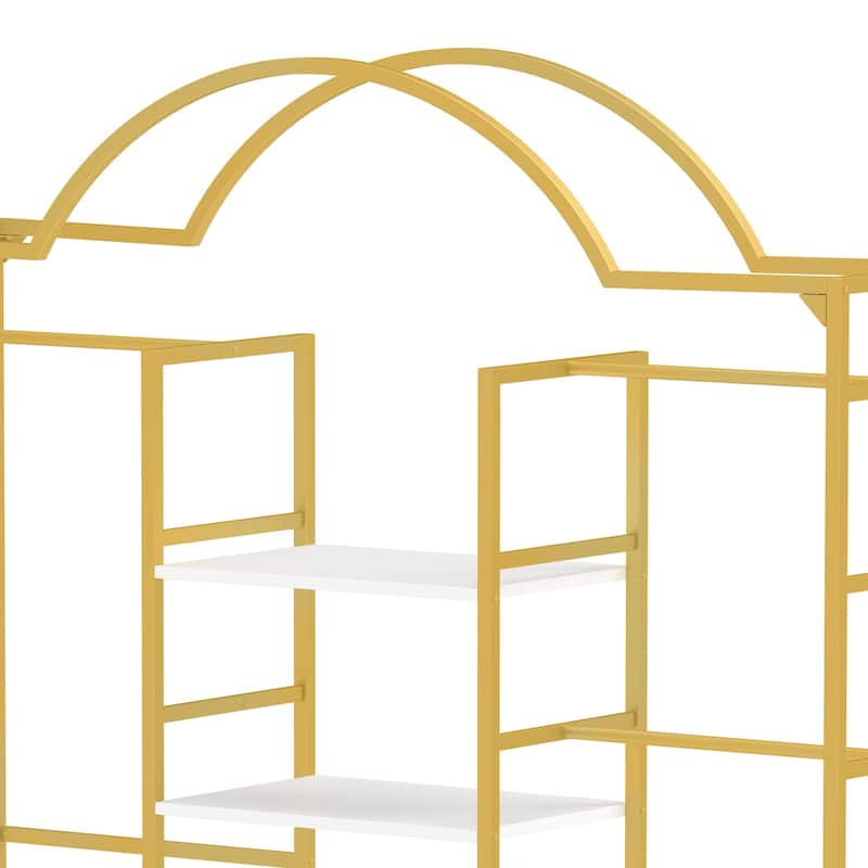 Moasis 4-Tier Garment Rack Wardrobe with 3 Hanging Rods and 6 Shelves,Heavy Duty Clothes Rack with Storage Shelves