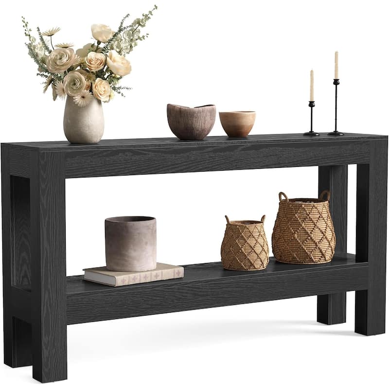 63-Inch Long Console Table for Living Room, Farmhouse Wood Entryway Table for Sofa, Entry, Hallway - 13.8" W x 63" L x 33.5" H