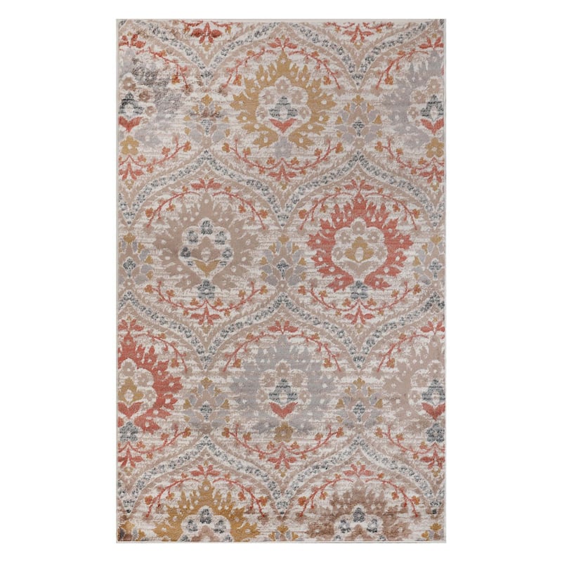 Superior Augusta Vintage Floral Damask Indoor Runner or Area Rug - 4' x 6' - Ginger