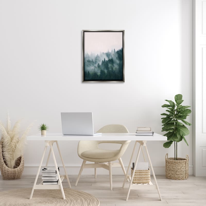 Stupell Misty Forest Trees Framed Floater Canvas Wall Art Design by Sisi and Seb
