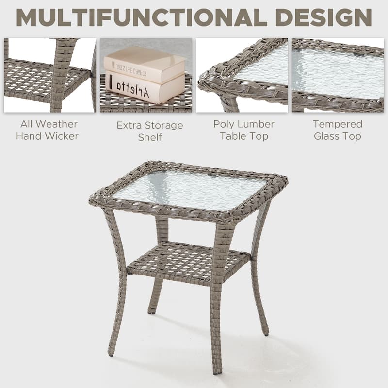 Outdoor Side Table Patio Wicker Coffee Table