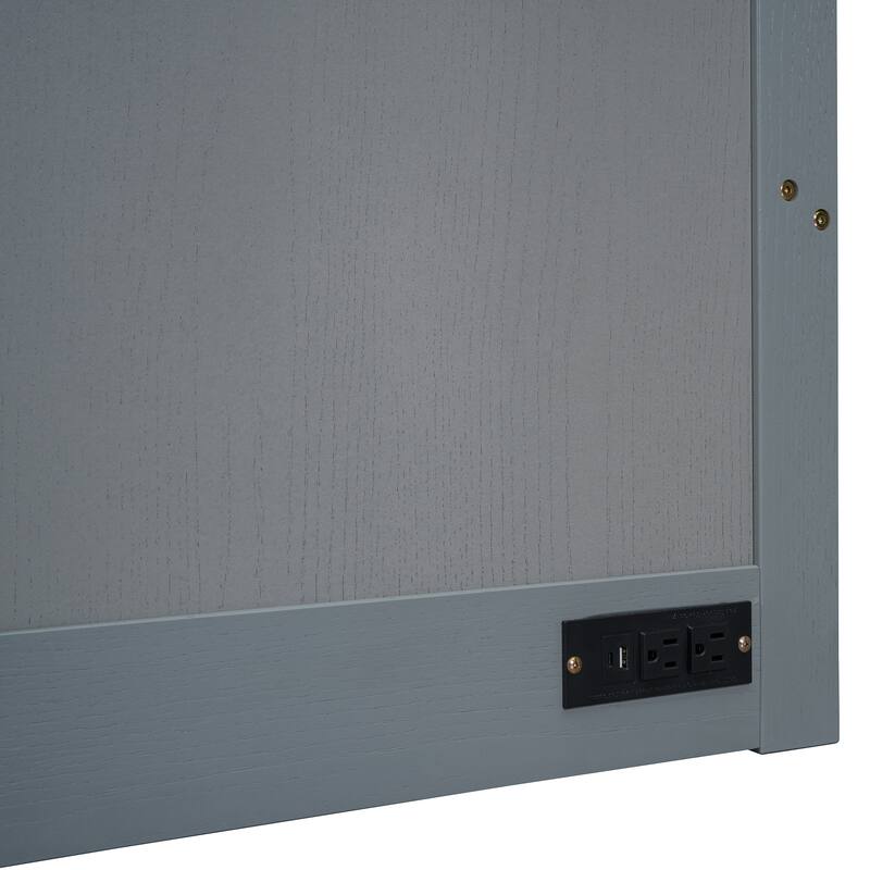 Queen Size Murphy Bed with USB Port and Large Drawer, Space-Saving Design, No Box Spring Needed, Espresso Finish