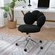 preview thumbnail 41 of 78, Criss Cross Chair with Wheels, Teddy Fabric Home Office Chair, 360°Swivel Height Adjustable Swivel Vanity Chair - N/A Black