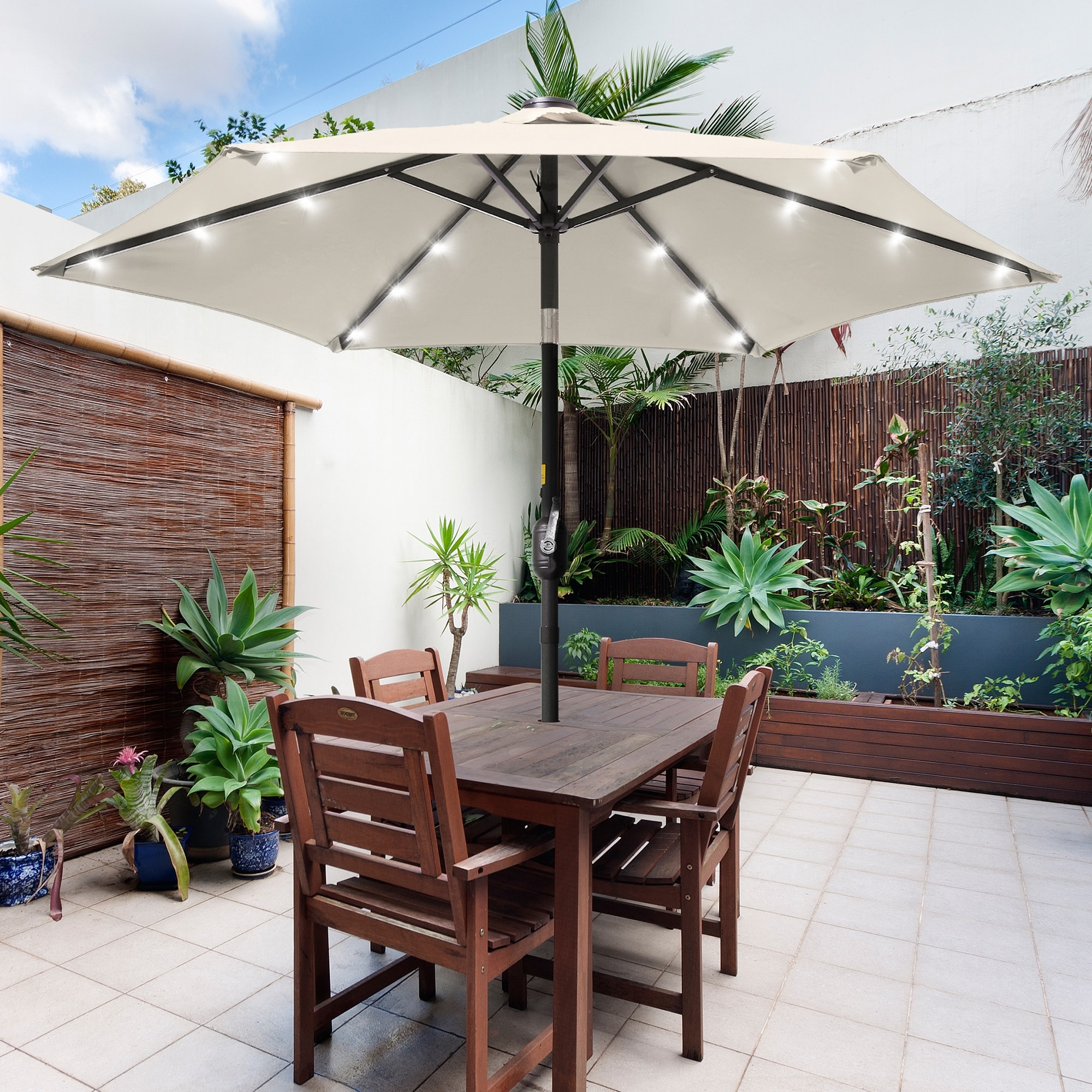 expensive patio umbrella PURPLE LEAF Luxury Market Heavy-Duty Commercial Hydraulic Semi-Automatic Umbrella 8x8 FT(1.9