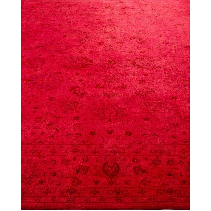 Overton Hand Knotted Wool Vintage Inspired Modern Contemporary Overdyed Pink Area Rug - 6' 1" x 8' 10"