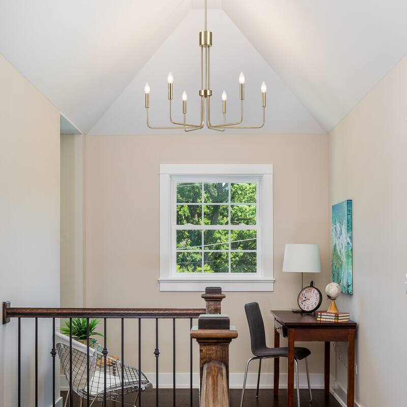 6-Light Candle Style Modern Chandelier for Dining Room