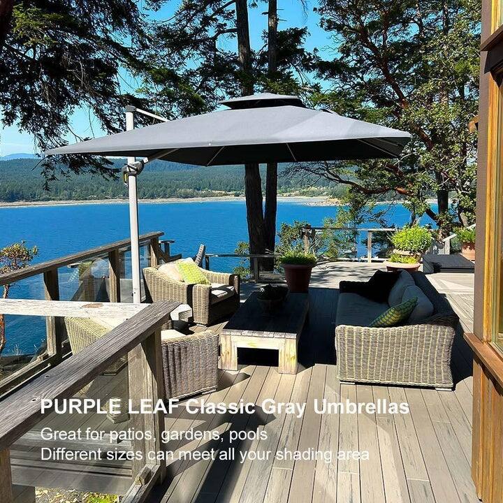PURPLE LEAF 9 x 11ft Outdoor Rectangle Umbrella Large Cantilever Umbrella