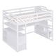 preview thumbnail 11 of 28, Full Size Loft Bed featuring Desk, Shelves, Built-In Drawers & Storage Staircase, Full-Length Guardrail