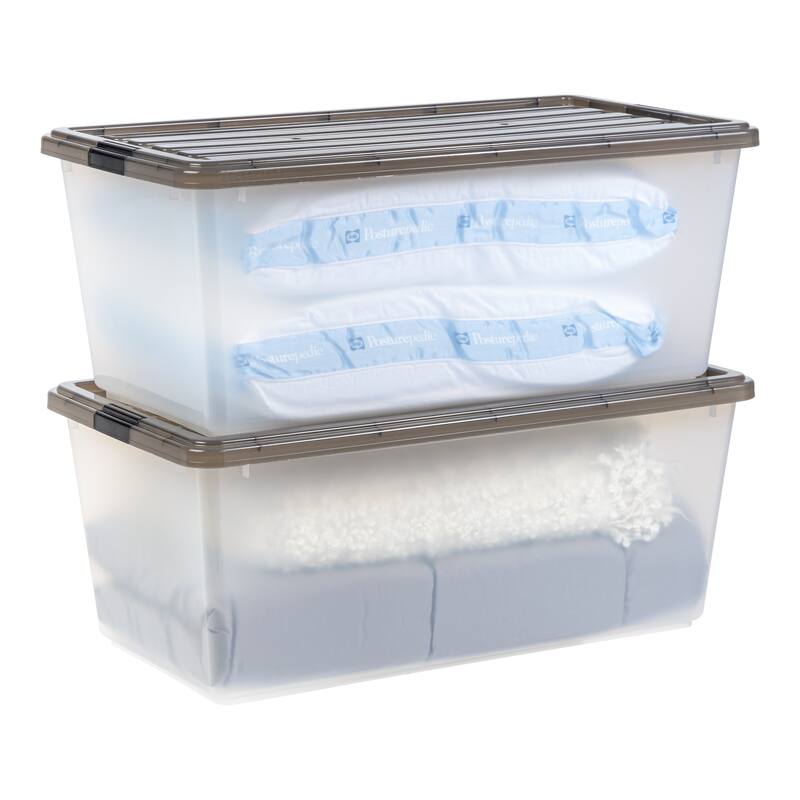 IRIS USA® Clear Boxes 91 Qt Buckle Lid - Gray - Set of 4