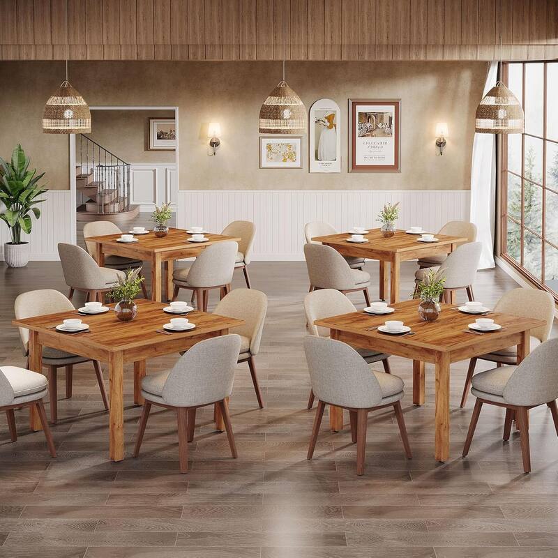 Square Dining Table/Desk Solid Wooden Legs Compact Kitchen Table for Dining/Living Room