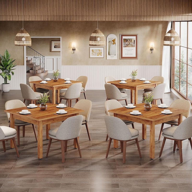 Square Wood Dining Table, Farmhouse Kitchen Table for Living/Dining Room