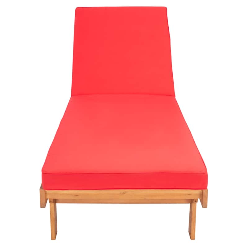 SAFAVIEH Outdoor Aubrie Adjustable Chaise Lounge Chair with Wheel.