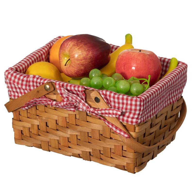 Double Handle Woodchip Basket with Liner - Perfect for Storing Fresh Fruits