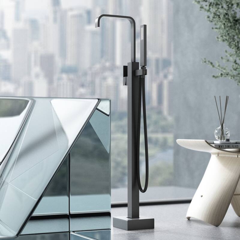 Eridanus Freestanding Bathtub Tap Floor Mounted Shower System Waterfall Spout Filler