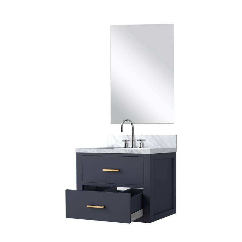 Castor Bath Vanity with Acrylic Top, Sink, Mirror and Faucet