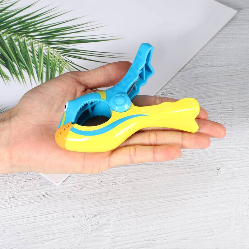 Clownfish ABS Clothespins for Clothes 4.53"x3.39"x1.50" Yellow Blue 4 Pcs - Yellow Blue